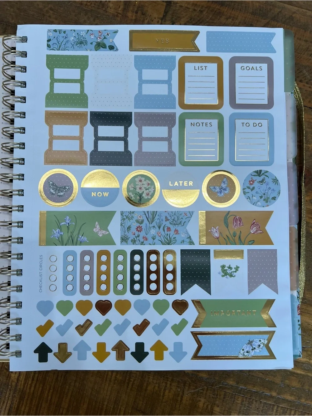 Floral Blue Hardcover Notebook with Gold Elastic: Deluxe Notebook Bundle